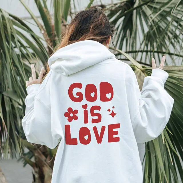 Sudadera con capucha y estampado en la espalda 'God Is Love'