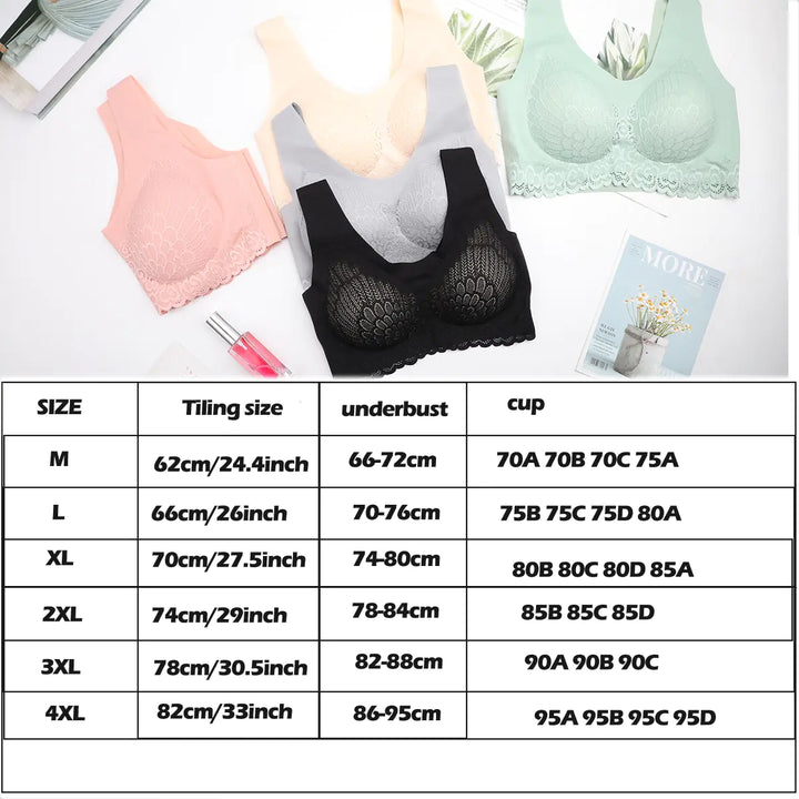 Vip Link 3pcs Plus 4XL Latex Bra Seamless Bras