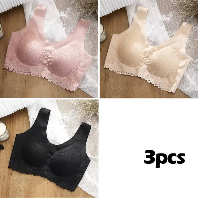 Vip Link 3pcs Plus 4XL Latex Bra Seamless Bras