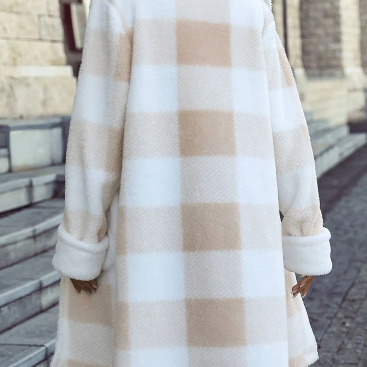 Single Breasted Plush Long Coat Women Blazer