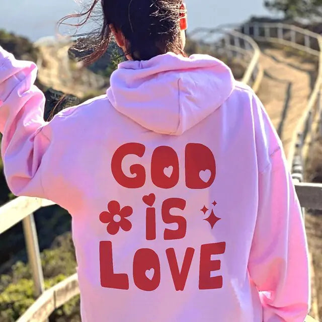 Sudadera con capucha y estampado en la espalda 'God Is Love'