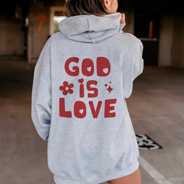 Sudadera con capucha y estampado en la espalda 'God Is Love'