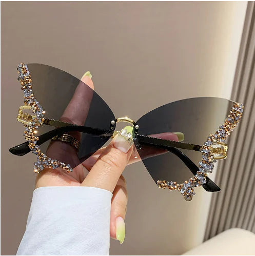 Gafas de sol de mariposa de diamantes