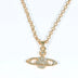 Y2K Jewelry Chain Vintage Crystal Zircon Planet Saturn Necklace